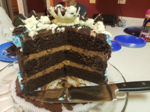 Triple Chocolate Cake with Chocolate Sandwich Cookie Filling