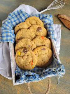 Classic PB Cookies with REESE'S PIECES and mini REESES's cups!